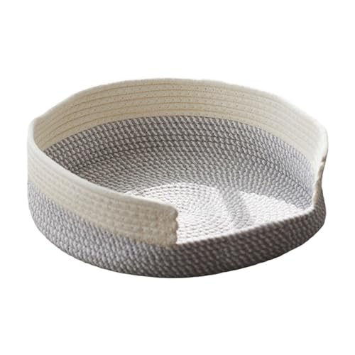 Fenteer Baumwollseil gewebte Katzenbett Basket Katze Lounge Bett tragbar bequem, Grün Weiß von Fenteer
