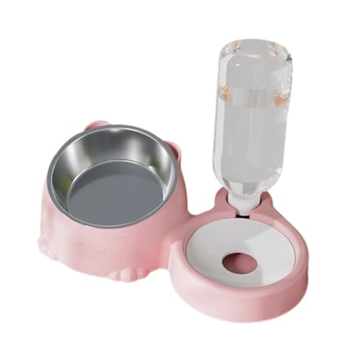 Fenteer Doppelte Katzennäpfe, erhöhter Katzennapf, Futterspender, abnehmbar, Futterspender, Futternapf für Haustiere, Wassernapf für Hamster, Welpen, kleine, Rosa von Fenteer