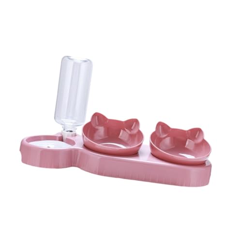 Fenteer Dreifach-Katzennäpfe, Futternäpfe, rutschfest, für den Innenbereich, Futterspender, Haushalt, Welpen, automatische Wasserflasche für kleine, Pink Rot Fenteer Dreifach-Katzennäpfe, Futternäpfe, rutschfest, für den Innenbereich, Futterspender, Haushalt, Welpen, automatische Wasserflasche für kleine, Pink Rot von Fenteer