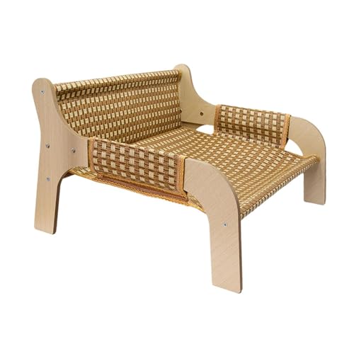 Fenteer Erhöhtes Katzenbett, erhöhtes Katzensofa, zum Spielen, dekorativ, stilvoll, stabil, Lounge, Kätzchen, Kratzbett für Haustierbedarf, Welpen, Rattan Gewebt von Fenteer