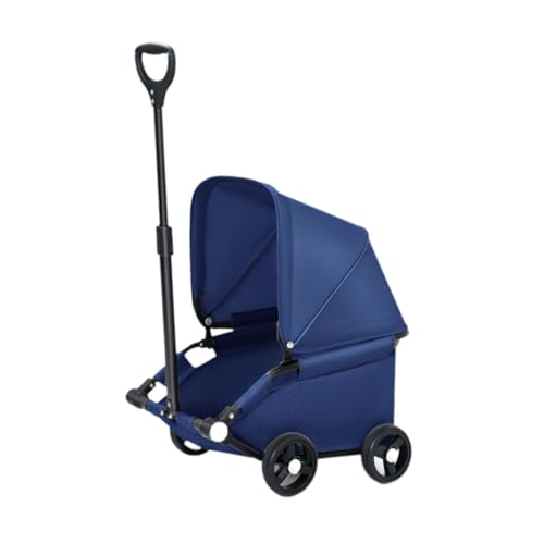 Fenteer Faltbarer Hundetroller, Haustier Kinderwagen mit Aufbewahrungsbeutel Reiseträger Katzensitz für Reisen Kleiner mittelgroße Hunde Katzen Reise gehen, Dunkelblau von Fenteer