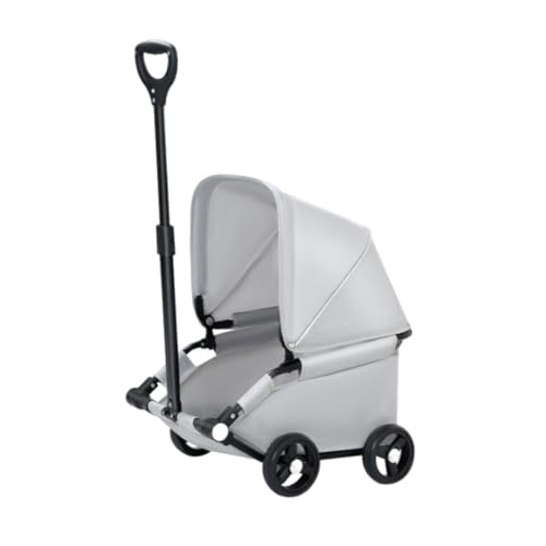 Fenteer Faltbarer Hundetroller, Haustier Kinderwagen mit Aufbewahrungsbeutel Reiseträger Katzensitz für Reisen Kleiner mittelgroße Hunde Katzen Reise gehen, Hellgrau von Fenteer