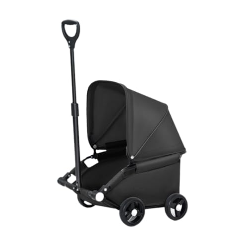 Fenteer Faltbarer Hundetroller, Haustier Kinderwagen mit Aufbewahrungsbeutel Reiseträger Katzensitz für Reisen Kleiner mittelgroße Hunde Katzen Reise gehen, Schwarz von Fenteer