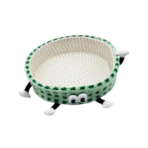 Fenteer Gewebtes Katzenbett, Korb, Schlafhaus, entzückender, atmungsaktiver Katzenkratzbaum, Haustierbett für, kleine Haustiere, Winter, Indoor-Katzen, GrÜn von Fenteer