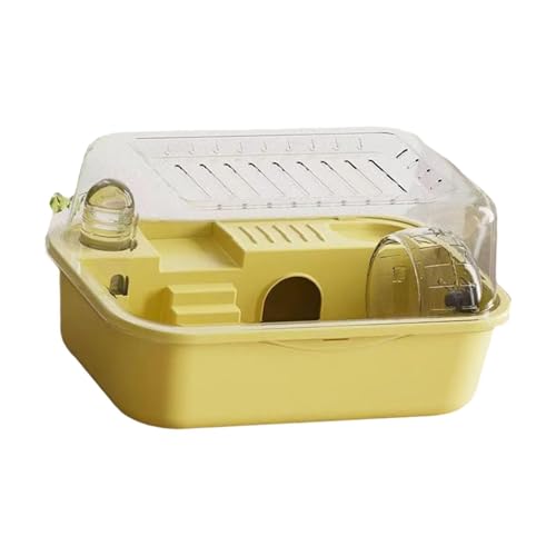 Fenteer Habitat Hamsterkäfig Burg Atmungsaktiv mit zu öffnendem Oberteil Kleintierkäfig Haus für Kleintiere Mäuse Igel Ratten, Gelb von Fenteer