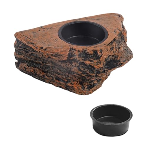 Fenteer Hängende Futterschale für Reptilien, Felsimitat-Design, vielseitige Futter- und Wasserschale, Gecko-Leiste für kleine Reptilien, Haustiere, leicht, Einzelsteckplatz von Fenteer