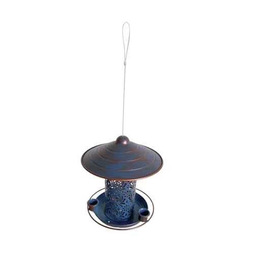Fenteer Hängende Vogelhäuschen für den Außenbereich, Gartendekoration, Vogelhäuschen, Vogelfutterschale aus Metall für Balkon, Veranda, Hinterhof, Terrasse im, Blau mit Gold Fenteer Hängende Vogelhäuschen für den Außenbereich, Gartendekoration, Vogelhäuschen, Vogelfutterschale aus Metall für Balkon, Veranda, Hinterhof, Terrasse im, Blau mit Gold von Fenteer