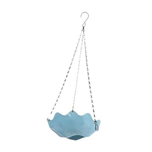 Fenteer Hängende Vogeltränke, Wasser Futterteller, Wasserschale mit Kette, Vogelfutterspender, Vögel, Futtertablett für Bäume, Draußen, Blau Grün von Fenteer