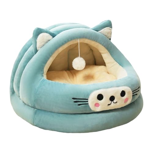 Fenteer Halbgeschlossenes Katzennest, Katzenschlafplatz mit Spielball, süßes Katzenbett, Katzenhaus für Kätzchen, Hauskatzen, Green M Fenteer Halbgeschlossenes Katzennest, Katzenschlafplatz mit Spielball, süßes Katzenbett, Katzenhaus für Kätzchen, Hauskatzen, Green M von Fenteer