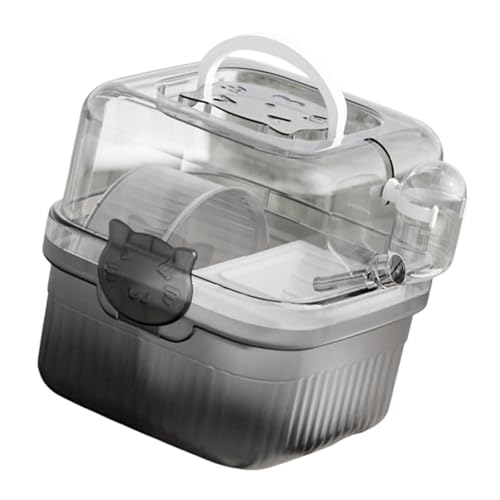 Fenteer Hamster Käfig Hamster Lebensraumlüftung mit Griff Haus Kleiner Tierkäfig mit Wasserflasche und Trainingsrad für Frettchen, Weiß von Fenteer