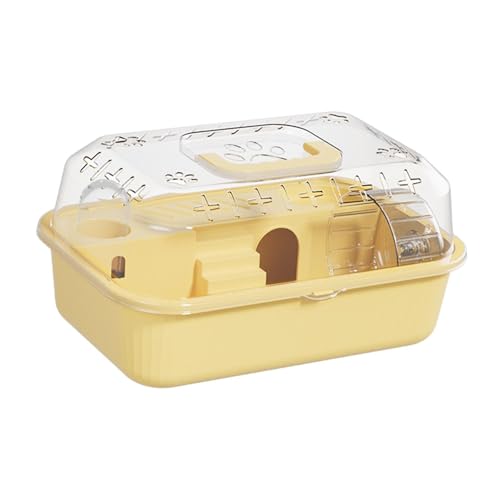 Fenteer Hamster-Tragetasche, Käfig, transparentes Reise-Hamsterhaus, atmungsaktiver Haustier-Tragekäfig für Ratten, Rennmäuse, Meerschweinchen, Mäuse, Gelb von Fenteer