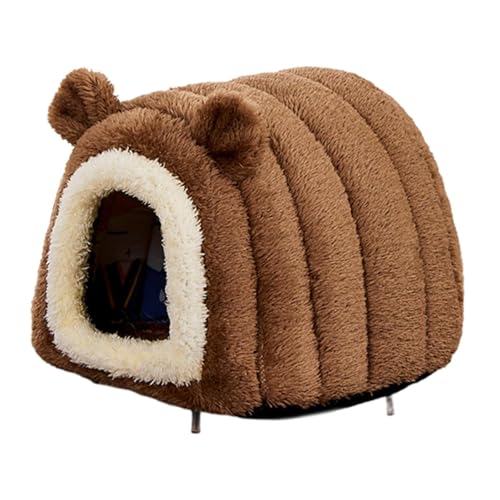 Fenteer Hamsterbett, Versteck, Haus, kleines Haustier, Bett, weiche Hütte, gemütliches Nest, süß für Ratten, Zuckergleiter, Eichhörnchen, Hasenkäfig-Zubehör, Braun von Fenteer