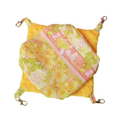 Fenteer Haustier -Hängematte Käfig Accessoire Hanging House Gemütliche Doppelseite Hamster Nest für Eichhörnchen Grüben Meerschweinchen Futter kleine Tiere, Gelb von Fenteer