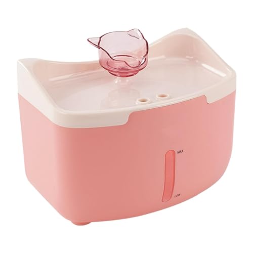 Fenteer Haustier-Wasserbrunnenspender, geräuschlos, Haustier-Wasserbrunnen, Katzennapf, 2 l, automatischer Hundewasserspender für Katzen, rosa A von Fenteer