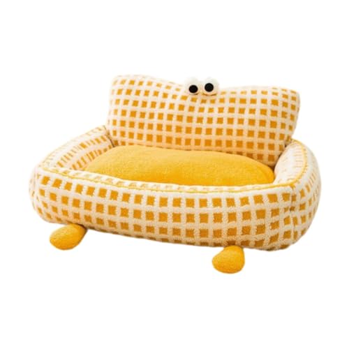 Fenteer Haustiercouch, Katzenbett, modisches Ruhebett, bequem, niedlich, rutschfeste Unterseite, Hundenest, Haustierbedarf für den Innenbereich, Kätzchen, Gelb Mittel Fenteer Haustiercouch, Katzenbett, modisches Ruhebett, bequem, niedlich, rutschfeste Unterseite, Hundenest, Haustierbedarf für den Innenbereich, Kätzchen, Gelb Mittel von Fenteer