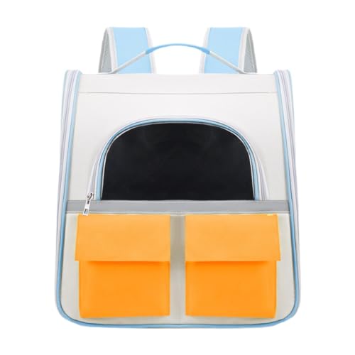Fenteer Haustierträger Rucksack tragbarer Haustier Reiseträger belüftet Tasche mit Bag Handtasche für Welpen kleine Katzen transparentes Wandern, Orange von Fenteer