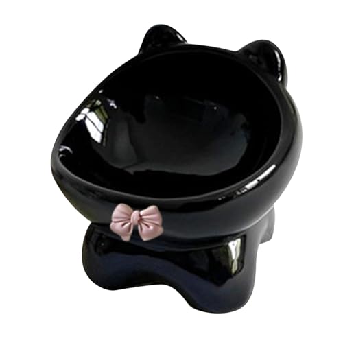Fenteer Hochgezogene Katzenschalen -Wasserer und Feeder Anti -Erbrechen Anti -Schlupf -Lebensmittelbehälter für kleine, mittlere und große Katzen in, Schwarz von Fenteer