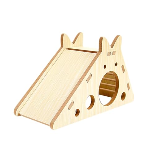 Fenteer Hölzerne Hamster Haus Hamster Versteck Erkundung Spielzeugrutsche Cage Accessoires Schloss Haus für Zwergmäuse Chinchilla Ratten Rennmäuse, Braun von Fenteer