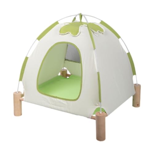 Fenteer Holz-Haustierbett, Holz-Katzenbett für drinnen und draußen, Haustier-Hundezelthaus, Katzenzelt mit Holzrahmen für Welpen, Haustiere, Katzen, Hunde von Fenteer