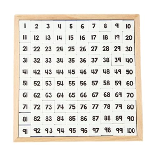 Fenteer Holz-Zahlentafel von 1–100, Holz-Zahlenzähltablett, Mathe-Lernspielzeug, Mathe-Spiele für Anfänger im Alter von 3, 4 und 5 Jahren von Fenteer