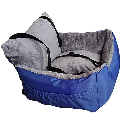 Fenteer Hunde-/Katzen-Autositz, Hundehütten-Sitzerhöhung, rutschfestes Trägerkäfigbett, abnehmbare Sicherheitsleine, kleine und mittelgroße Hunde, Blau von Fenteer