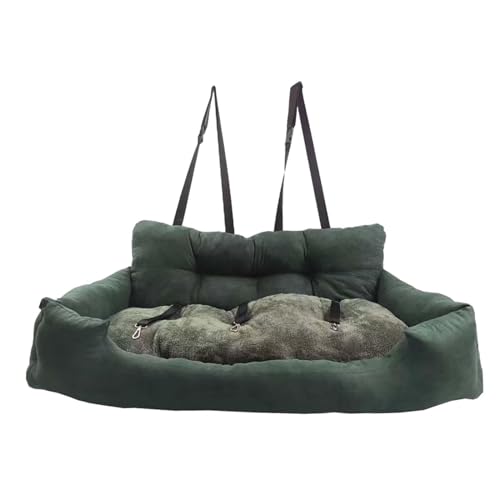 Fenteer Hundesitzerhöhung, Hundeauto-Reisebett mit abnehmbarem Bezug, weiche Haustier-Reisesitzerhöhung, Hunderücksitzkissen für kleine Hunde, grün XL von Fenteer