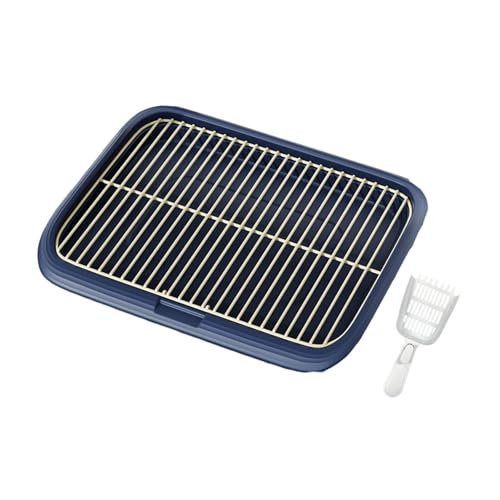Fenteer Hundetoilette, Töpfchen-Eckgitter mit Schaufel, Töpfchenablage für den Innenbereich, Töpfchentoilette für Welpen und kleine Hunde, Dunkelblau, XL von Fenteer