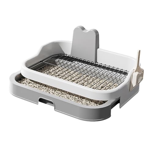 Fenteer Hundetoilette, Welpen-Pipihalter, Netzgitter, auslaufsicher, Bettpfanne, erhöhtes Gehäuse, Hundetöpfchen, Trainingsunterlage für den Haushalt im, Grau-weiß von Fenteer