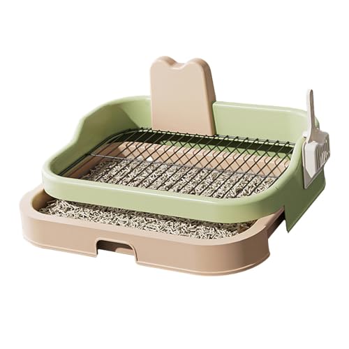 Fenteer Hundetoilette, Welpen-Pipihalter, Netzgitter, auslaufsicher, Bettpfanne, erhöhtes Gehäuse, Hundetöpfchen, Trainingsunterlage für den Haushalt im, Grün Und Beige von Fenteer