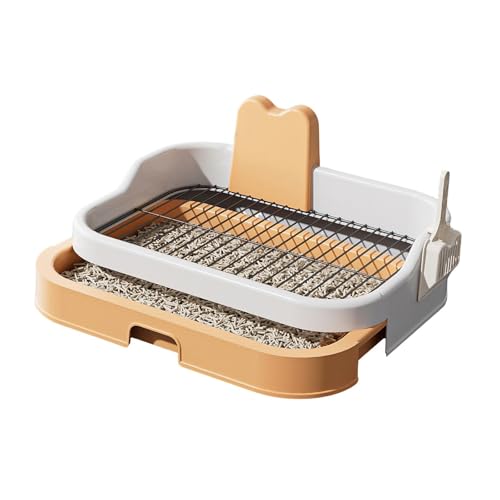Fenteer Hundetoilette, Welpen-Pipihalter, Netzgitter, auslaufsicher, Bettpfanne, erhöhtes Gehäuse, Hundetöpfchen, Trainingsunterlage für den Haushalt im, Orangeweiß von Fenteer