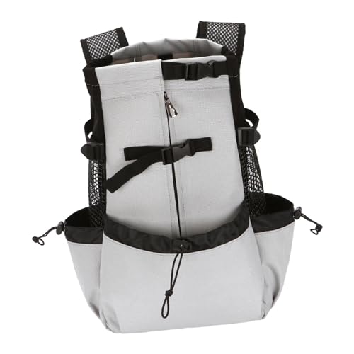 Fenteer Hundetrage-Rucksack, belüftete Reisetasche, tragbar, 2 Seitentaschen, Haustier-Rucksack, atmungsaktive Haustier-Tragetasche für Reisen, grau XL von Fenteer