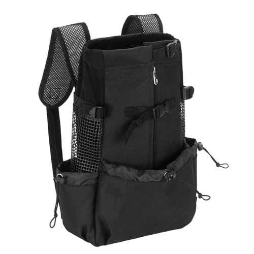 Fenteer Hundetrage-Rucksack, belüftete Reisetasche, tragbar, 2 Seitentaschen, Haustier-Rucksack, atmungsaktive Haustier-Tragetasche für Reisen, schwarz M von Fenteer