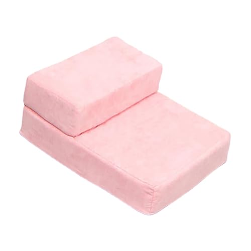 Fenteer Hundetreppe mit waschbarem Bezug, Treppenleiter für hohes Bett und Couch, weiche Haustier-Kletterstufen, Haustiertreppe für kleine Hunde, Rosa von Fenteer
