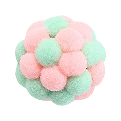 Fenteer Interaktives Katzenspielzeug, eingebaute Glocken, Kauspielzeug, Kicker-Spielzeug, rollender Ball, Katzenspielzeug, Bälle für Kätzchen, Welpen, rosa grün von Fenteer