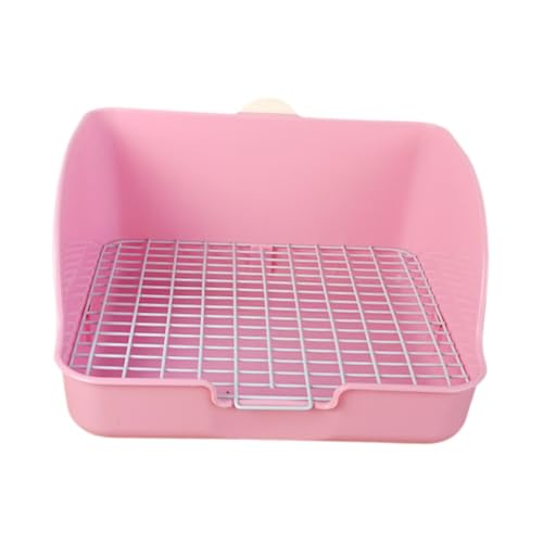 Fenteer Kaninchentoilette, Töpfchentrainer, Kleintiertablett, Urinaltablett, Käfigtoilette, Einstreubox, Ecktoilette für Frettchen, Rosa von Fenteer