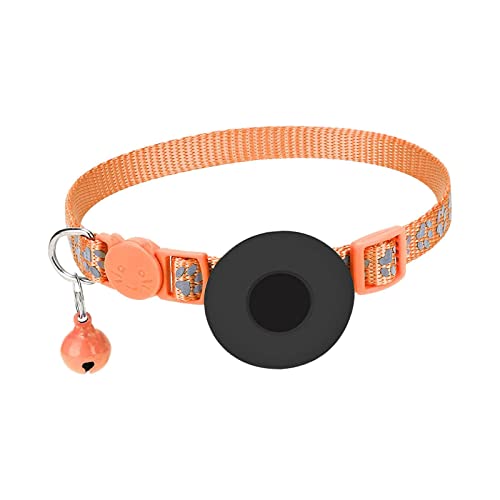 Fenteer Katzen-Halsband mit wasserdichtem -Halter, verstellbares Halsband für kleine Hunde, Kätzchen-Halsband für Mädchen, Jungen und Katzen, Orange von Fenteer