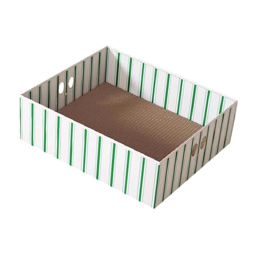Fenteer Katzen-Papphaus-Haustier-Kratzunterlage-Bett, stabiles Wellpappe-Kratzbox-Kratzbrett aus Pappe für knirschende Pfoten, Grün Weiß Fenteer Katzen-Papphaus-Haustier-Kratzunterlage-Bett, stabiles Wellpappe-Kratzbox-Kratzbrett aus Pappe für knirschende Pfoten, Grün Weiß von Fenteer