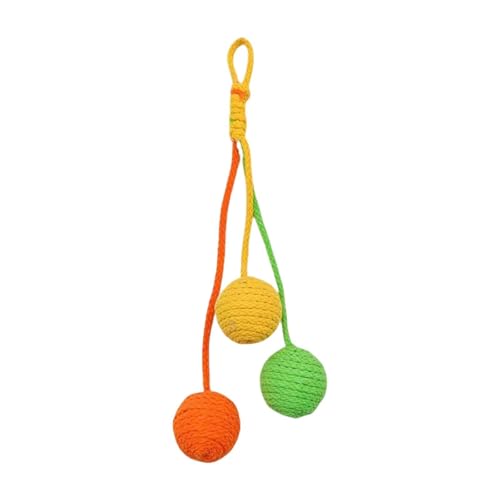 Fenteer Katzen-Sisalball, Seilball, Kratzball, schützt Sofa und, zum Kratzen, unterhaltsame Übung, zum Aufhängen, interaktives Katzenspielzeug für, Gelb Orange Grün von Fenteer