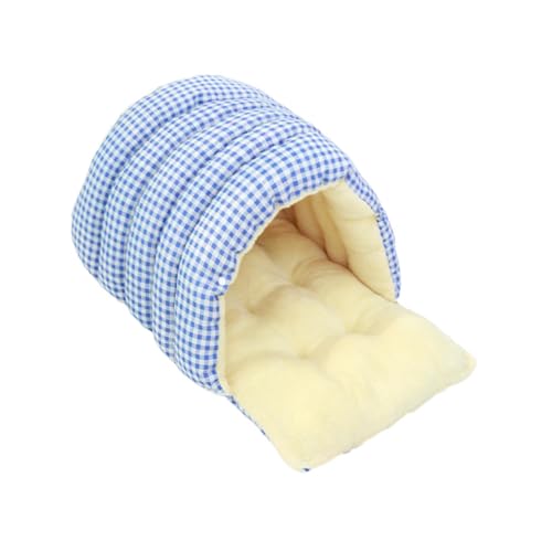 Fenteer Katzenbett-Versteck, Winterschutz, bequemes, weiches, verdicktes Nest, abnehmbares Katzenhöhlenbett, Haustierhaus für ruhende Kätzchen, Blaues Gitter von Fenteer
