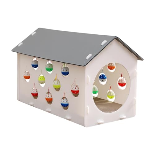 Fenteer Katzenbett für Haustiere, Kratztunnel, leicht, mit Glocke, Zwinger, Zuhause für Hauskatzen, multifunktionales interaktives Spielzeug, Hundehütte von Fenteer