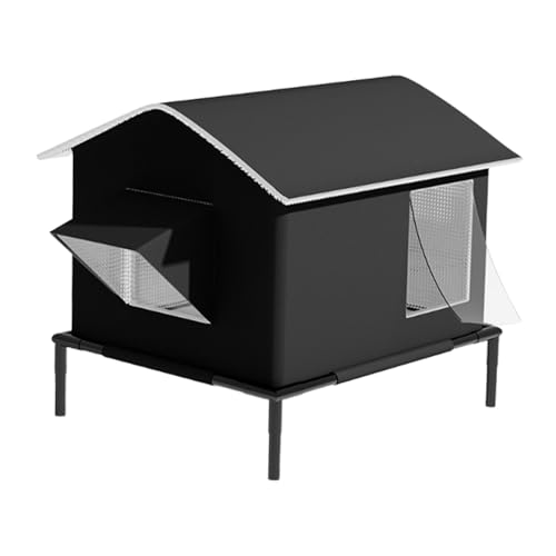 Fenteer Katzenhaus, erhöhtes Haustierhaus mit erhöhtem Sockel, Zwinger für Wildkatzen für den für Winter, für drinnen und draußen, Katzengemeinschaft, Ohne Eisbox von Fenteer
