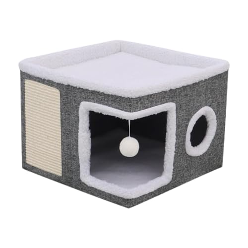 Fenteer Katzenhaus für Haustiere, großes Katzenhaus mit Ball, Sisal, Katzenhaus mit Stauraum, Welpen-Katzennest für das Zuhause von Kätzchen und draußen, Fenteer Katzenhaus für Haustiere, großes Katzenhaus mit Ball, Sisal, Katzenhaus mit Stauraum, Welpen-Katzennest für das Zuhause von Kätzchen und draußen, von Fenteer