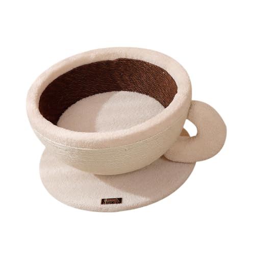 Fenteer Katzenkratzbett, Katzenkratzunterlage, stabil, platzsparend, Kaffeetassenform, Liege, Kratzunterlage für Kätzchen, Ruhe, Schleifen, Krallen, L von Fenteer