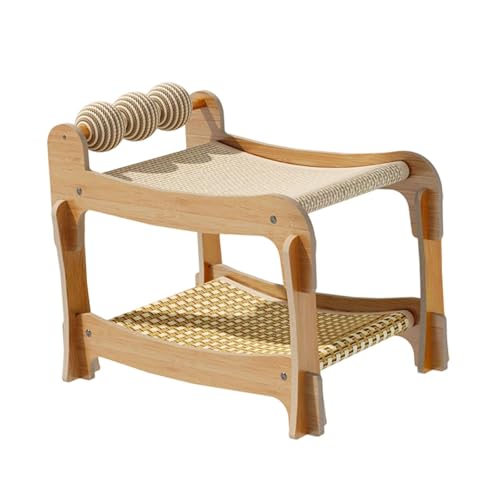 Fenteer Katzenkratzbett, Sisal-Kratzmatte, doppellagige Hängematte mit Spielbällen, atmungsaktiv zum Schlafen, Ausruhen, Lounge für 2 Katzen von Fenteer