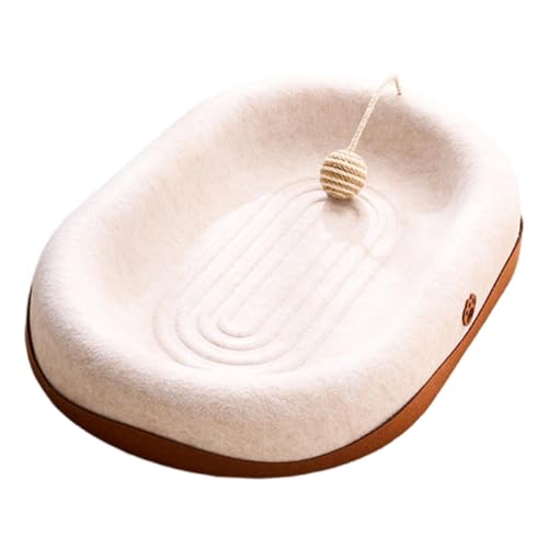 Fenteer Katzenkratzbett aus Filzmaterial, wendbar für Sommer und Winter, bequem, fusselfrei, vielseitig einsetzbar, mit baumelndem Ball, Weißes Oval Fenteer Katzenkratzbett aus Filzmaterial, wendbar für Sommer und Winter, bequem, fusselfrei, vielseitig einsetzbar, mit baumelndem Ball, Weißes Oval von Fenteer