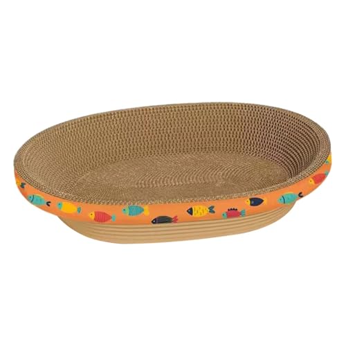 Fenteer Katzenkratzbrett Aus Pappe, Trainingsspielzeug, Möbelschutz, Schüssel, Kratzbrett, Nest, Wellpappe, Kratzbrett, Ruhe, Schlafen, Fischmuster Fenteer Katzenkratzbrett Aus Pappe, Trainingsspielzeug, Möbelschutz, Schüssel, Kratzbrett, Nest, Wellpappe, Kratzbrett, Ruhe, Schlafen, Fischmuster von Fenteer