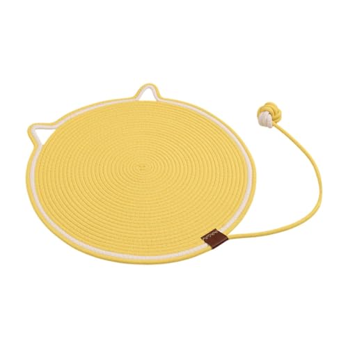 Fenteer Katzenkratzmatte für Hauskatzen mit Ballspielzeug, rundes Kratzpad, Möbelschutz für Couch, Sofas, Spielen und Entspannen, Gelb Fenteer Katzenkratzmatte für Hauskatzen mit Ballspielzeug, rundes Kratzpad, Möbelschutz für Couch, Sofas, Spielen und Entspannen, Gelb von Fenteer