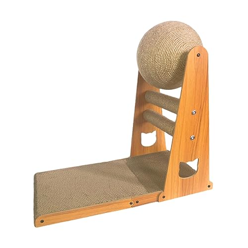 Fenteer Katzenkratzspielzeug, Kratzbrett, Holzrahmen, verschleißfeste Kratzmatte, Sisal-Kratzball für kleine, mittelgroße und große Katzen, zum Spielen von, 50x25x47cm mit Pfosten Fenteer Katzenkratzspielzeug, Kratzbrett, Holzrahmen, verschleißfeste Kratzmatte, Sisal-Kratzball für kleine, mittelgroße und große Katzen, zum Spielen von, 50x25x47cm mit Pfosten von Fenteer