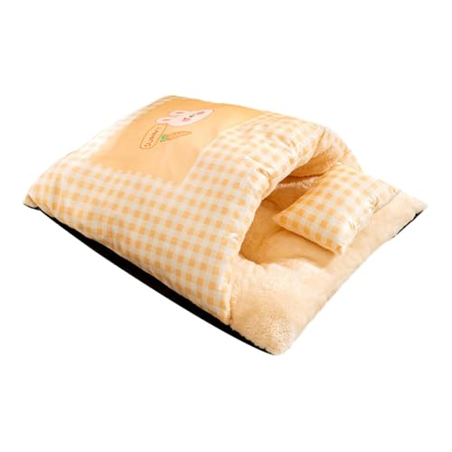 Fenteer Katzenschlafsack, Haustierschlafbett mit Kissen, warm, waschbar, bezaubernd, für Welpen und Kätzchen, bequemer Sack, Haustier-Verstecknest, L Yellow Fenteer Katzenschlafsack, Haustierschlafbett mit Kissen, warm, waschbar, bezaubernd, für Welpen und Kätzchen, bequemer Sack, Haustier-Verstecknest, L Yellow von Fenteer