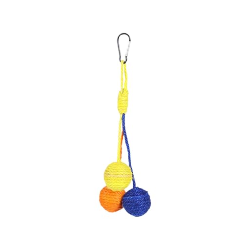 Fenteer Katzenspielzeug, Sisalball, zum Aufhängen, interaktives Katzenspielzeug, 32 cm lang, lustiger Jagd-Kratzball, langes Seil, Teaser, Gelb Orange Blau von Fenteer